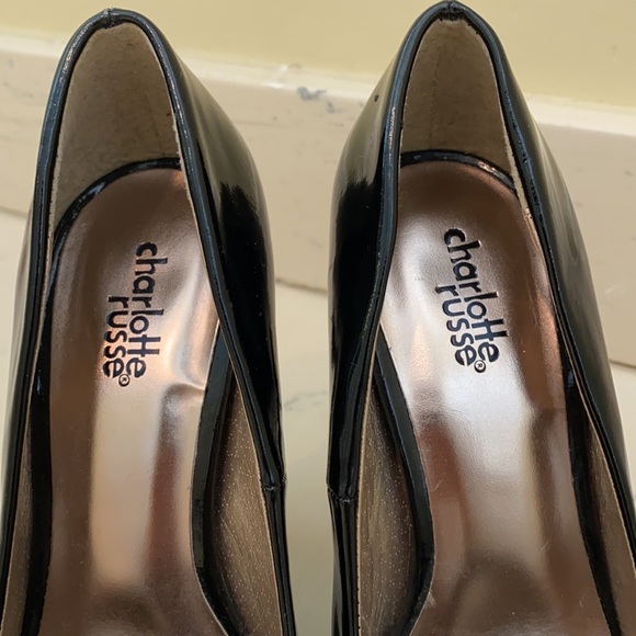 Charlotte Russe Peep Toe Heels Size 7 Black - Picture 5 of 14